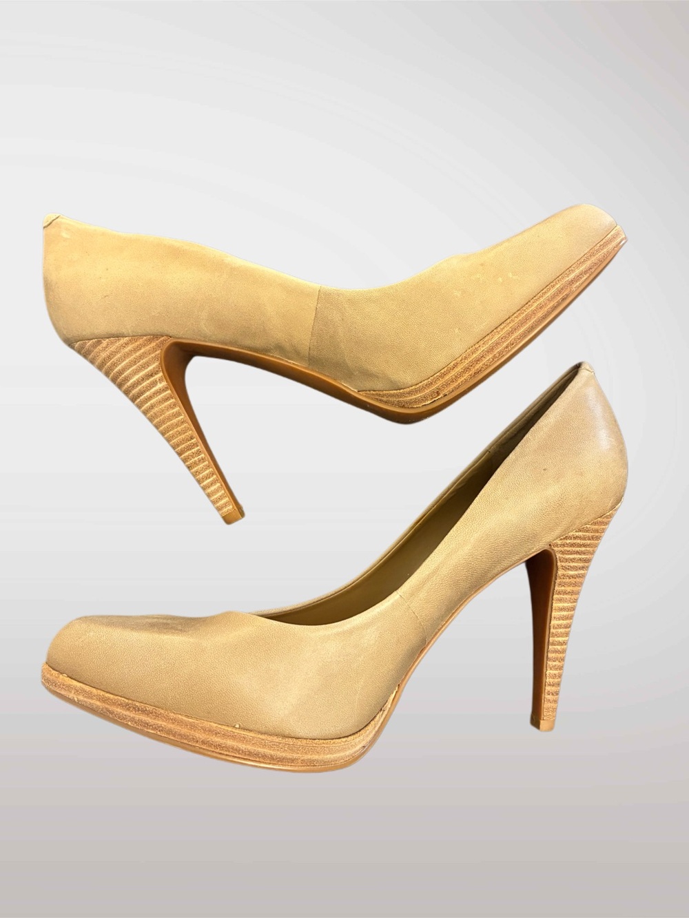 Nine West Tan Beige High Heel Pumps Leather!
